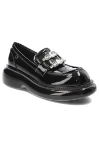 Czarne Półbuty Tuffoni Damskie Eleganckie Obuwie. Okazja: na co dzień. Kolor: czarny. Materiał: lakier, skóra. Styl: casual, klasyczny, elegancki