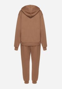 Born2be - Ciemnobeżowy Komplet Dresowy Rozpinana Bluza i Spodnie Joggery z Bawełną Anarrise. Kolor: beżowy. Materiał: dresówka, bawełna #4