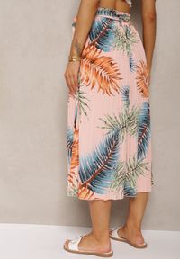 Renee - Różowe Plisowane Spodnie z Szerokimi Nogawkami High Waist z Gumką w Talii Alfia. Stan: podwyższony. Kolor: różowy. Materiał: tkanina. Sezon: lato #5
