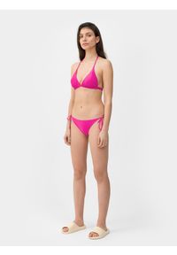4f - Dół od bikini z materiałów z recyklingu damski. Stan: obniżony. Kolor: różowy. Materiał: materiał #1