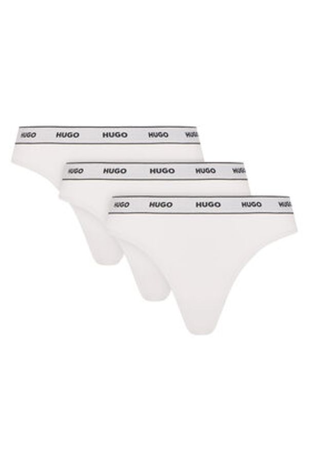 Hugo - HUGO Komplet 3 par stringów 50480150 Biały. Kolor: biały. Materiał: bawełna