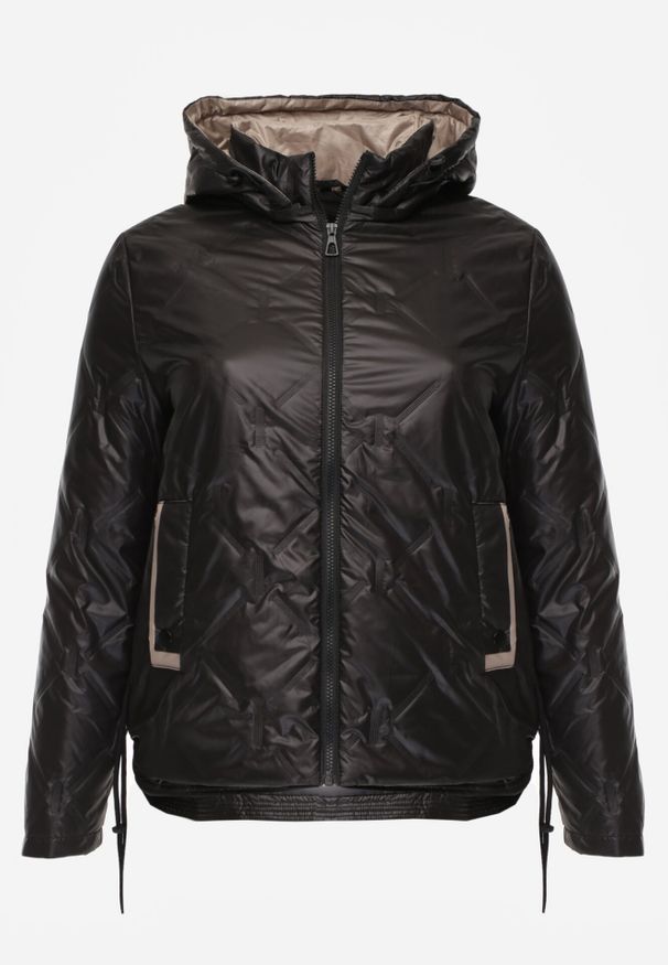 Born2be - Czarna Pikowana Kurtka z Odpinanym Kapturem i Dłuższym Tyłem Harmenope. Okazja: na co dzień. Kolekcja: plus size. Kolor: czarny. Materiał: poliester, jeans. Długość: długie. Styl: casual