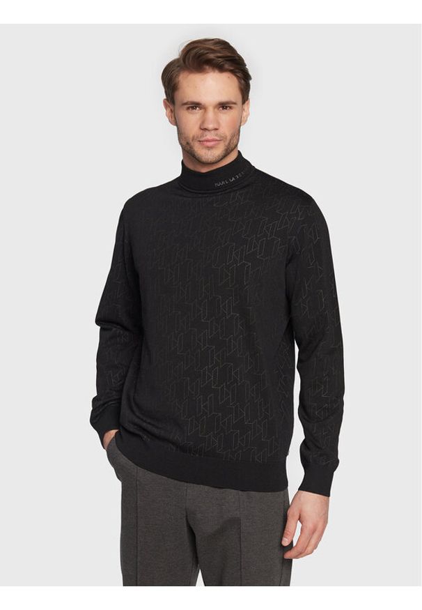 Karl Lagerfeld - Sweter KARL LAGERFELD. Typ kołnierza: dekolt w karo. Kolor: czarny