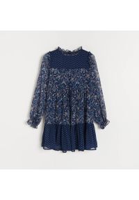 Reserved - Sukienka we wzory - Granatowy. Kolor: niebieski
