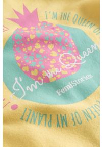 Femi Stories bluza dziecięca kolor żółty z kapturem z nadrukiem. Okazja: na co dzień. Typ kołnierza: kaptur. Kolor: żółty. Wzór: nadruk. Styl: casual #2