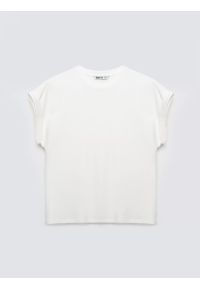 Big-Star - Koszulka damska z podwijanym rękawem biała Adela 100. Kolor: biały. Materiał: dzianina, żakard. Długość rękawa: krótki rękaw. Długość: krótkie. Wzór: gładki, jednolity. Styl: klasyczny #3