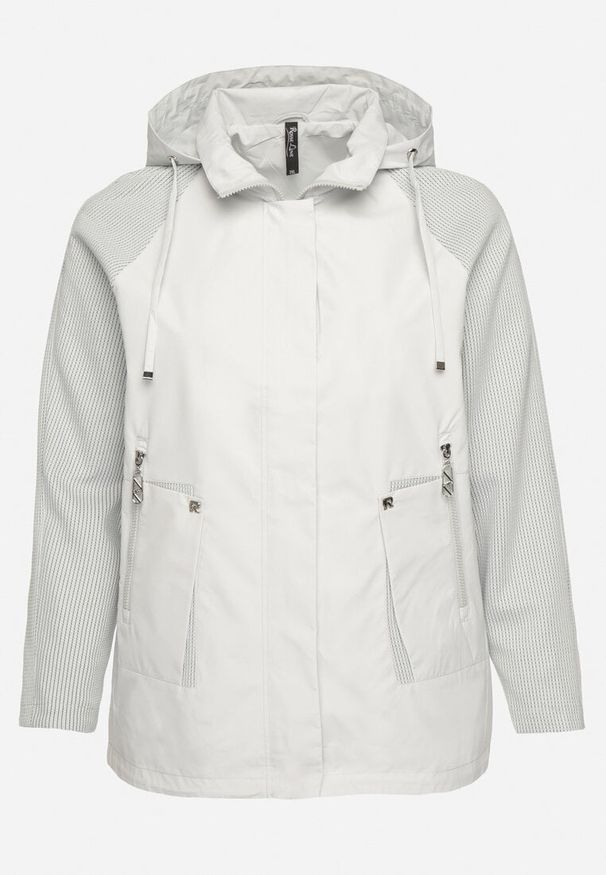 Born2be - Zielona Kurtka Wiatrówka z Odpinanym Kapturem i Ściągaczami Arseli. Okazja: na co dzień. Kolekcja: plus size. Kolor: zielony. Materiał: tkanina, poliester, jeans. Długość rękawa: długi rękaw. Długość: długie. Styl: casual, elegancki