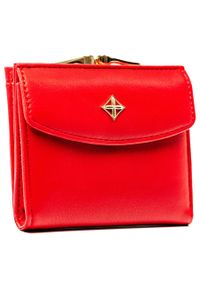 MILANO DESIGN - Mały portfel damski wykonany ze skóry ekologicznej w czerwonym kolorze, zamykany na zatrzask i bigiel Milano Design SF-1815-DNM. Kolor: czerwony. Materiał: skóra ekologiczna #1