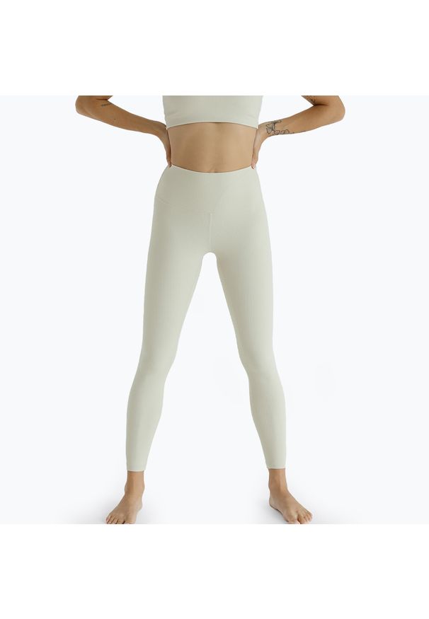 Joy in me - Legginsy JOYINME Unity Ribbed 7/8. Kolor: beżowy. Sport: fitness
