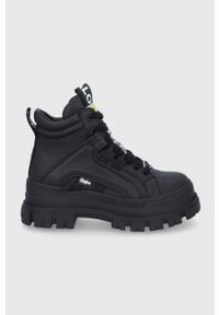 Buffalo sneakersy Aspha NC MID kolor czarny na platformie 1622045. Nosek buta: okrągły. Zapięcie: sznurówki. Kolor: czarny. Obcas: na platformie #1