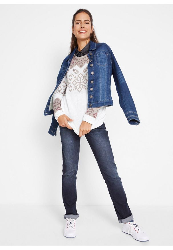 bonprix - Sweter w norweski wzór. Kolor: biały