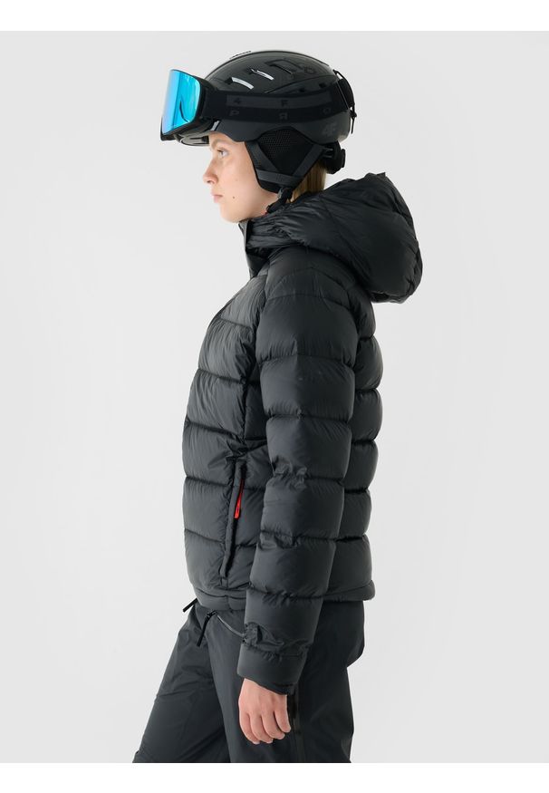 4f - 4F Kurtka puchowa z naturalnym wypełnieniem damska - czarna XXL. Okazja: na co dzień. Typ kołnierza: kaptur. Kolor: czarny. Materiał: puch. Wzór: gładki. Sezon: zima. Styl: klasyczny, casual, sportowy
