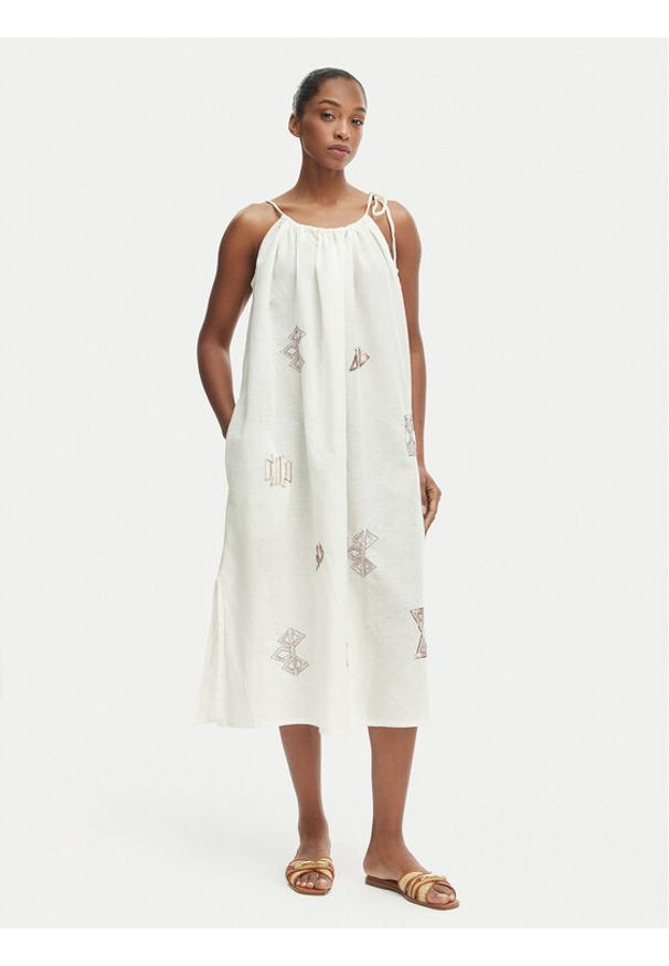 Iconique Sukienka letnia Ava IC26-017 Écru Relaxed Fit. Kolor: kremowy. Materiał: bawełna. Sezon: lato