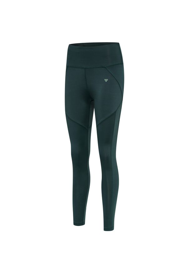 Damskie legginsy z wysoką talią Hummel hmlnorma. Kolor: zielony. Sport: fitness