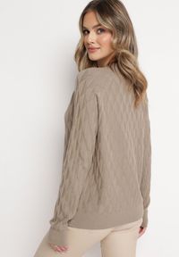Born2be - Beżowy Klasyczny Sweter z Półgolfem Nordda. Kolor: beżowy. Materiał: bawełna. Styl: klasyczny #4