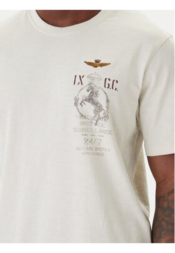 Aeronautica Militare T-Shirt 261TS2543UJ00686 Beżowy Regular Fit. Kolor: beżowy. Materiał: bawełna