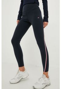 TOMMY HILFIGER - Tommy Hilfiger legginsy damskie kolor granatowy z aplikacją. Kolor: niebieski. Wzór: aplikacja #1