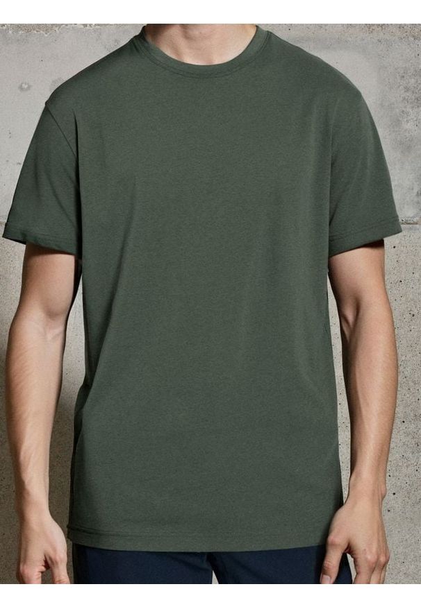 Sinsay - Koszulka basic - zielony. Kolor: zielony