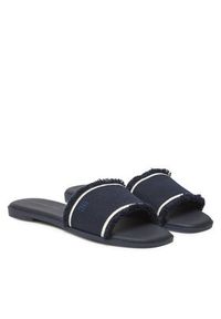 TOMMY HILFIGER - Tommy Hilfiger Klapki Fringe Canvas Flat Sandal FW0FW08908 Granatowy. Kolor: niebieski. Materiał: materiał