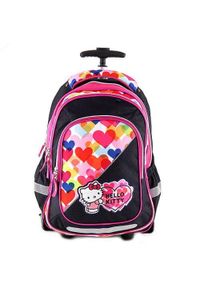 Target Docelowy wózek plecaka szkolnego, Hello Kitty, niebieskie, kolorowe serca. Kolor: niebieski. Wzór: kolorowy, motyw z bajki #1