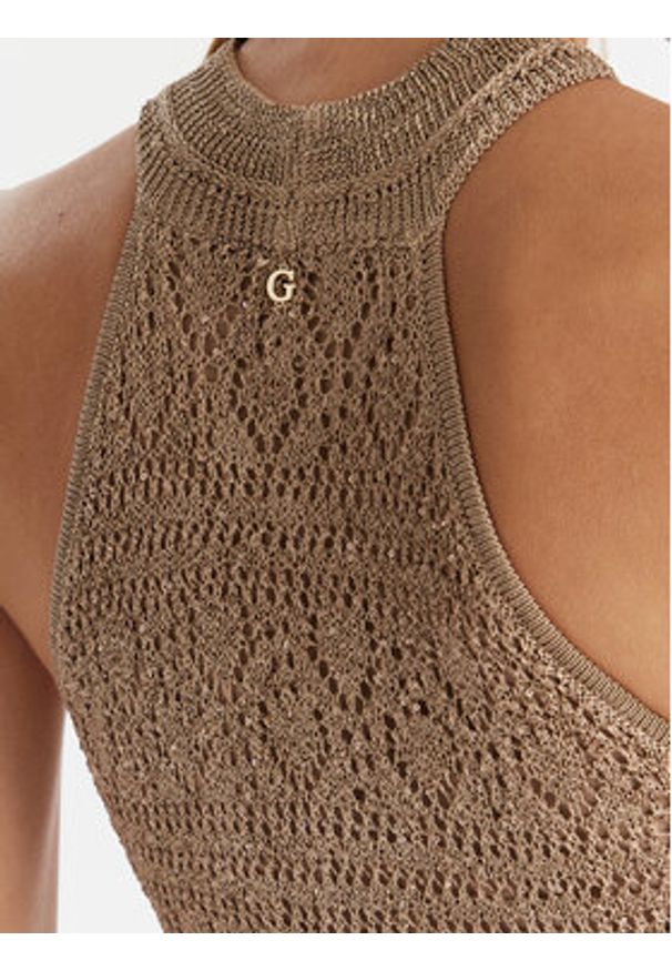 Guess Sukienka dzianinowa W5YK48 Z37G0 Beżowy Slim Fit. Kolor: beżowy. Materiał: syntetyk