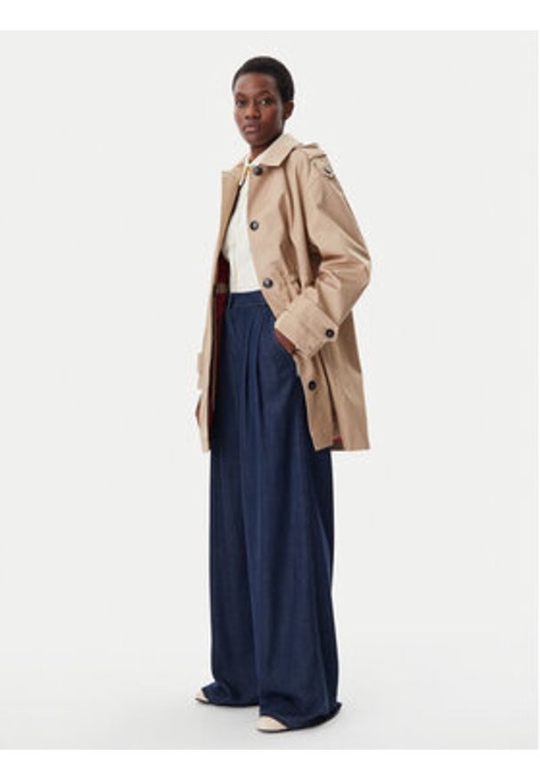 TOMMY HILFIGER - Tommy Hilfiger Parka Essential WW0WW43742 Beżowy Regular Fit. Kolor: beżowy. Materiał: bawełna