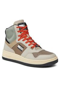 Tommy Jeans Sneakersy Tjm Basket Mid Leather EM0EM01258 Beżowy. Kolor: beżowy #6