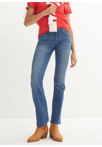 bonprix - Dżinsy Bootcut Mid Waist, ze stretchem. Kolor: niebieski