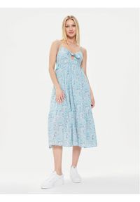 Pepe Jeans Sukienka letnia Mallory Print PL953533 Niebieski Regular Fit. Kolor: niebieski. Materiał: bawełna. Wzór: nadruk. Sezon: lato
