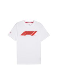 Puma - Męska koszulka F1® Essentials z logo PUMA White. Kolor: biały. Wzór: nadruk