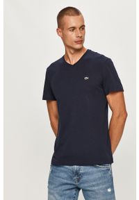 Lacoste - T-shirt TH2036 TH2036-166. Okazja: na co dzień. Kolor: niebieski. Materiał: dzianina. Wzór: aplikacja. Styl: casual