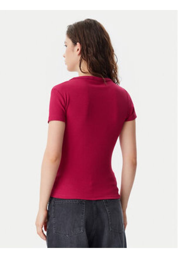 Tommy Jeans T-Shirt Essential DW0DW17385 Różowy Slim Fit. Kolor: różowy. Materiał: bawełna