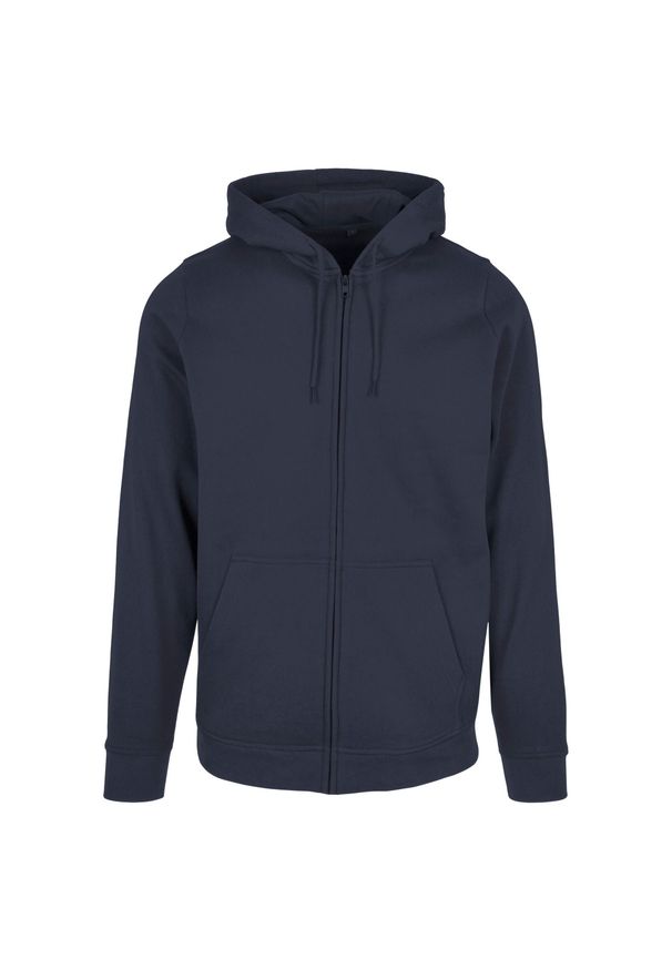 BUILD YOUR BRAND - Bluza Z Kapturem Unisex Dla Dorosłych Pełen Suwak Basic. Typ kołnierza: kaptur. Kolor: niebieski