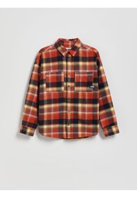 Reserved - Bawełniana koszula w kratę - pomarańczowy. Kolor: pomarańczowy. Materiał: bawełna #1