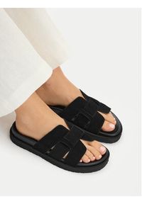 Gino Rossi - GINO ROSSI Klapki C-LB-P2170 Czarny. Kolor: czarny. Materiał: skóra, zamsz #4