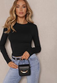 Renee - Czarna Bluzka Longsleeve z Bawełny Avelfia. Okazja: na co dzień. Kolor: czarny. Materiał: bawełna. Długość rękawa: długi rękaw. Styl: elegancki, casual