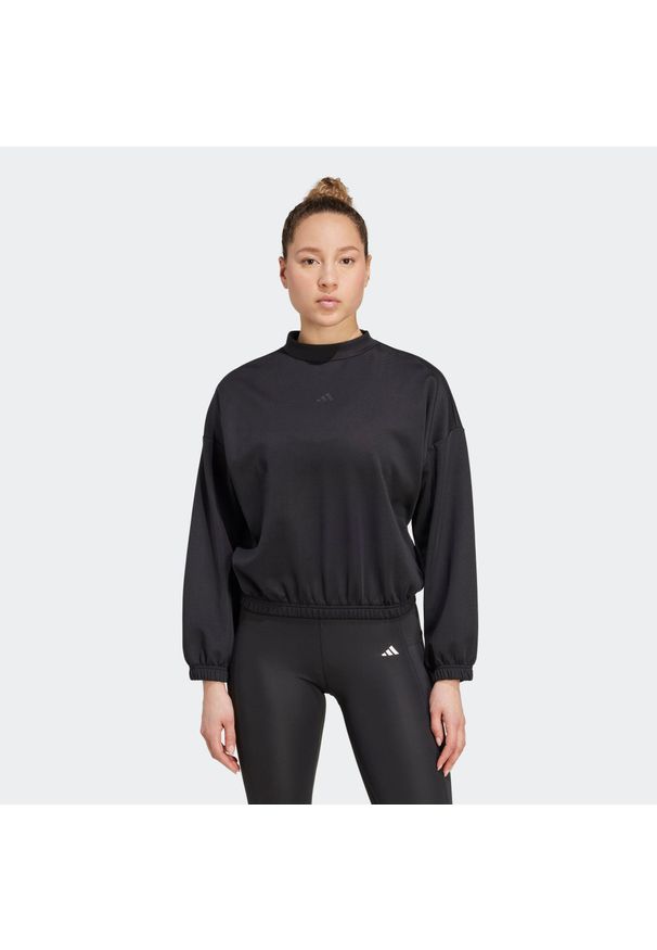 Adidas - Bluza fitness damska ADIDAS crop top. Kolor: czarny. Materiał: materiał. Sport: fitness