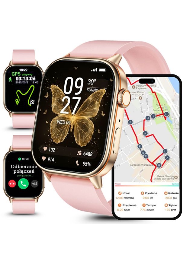 Rubicon - Zegarek damski SMARTWATCH F42 -GPS- różowy PROF. Rodzaj zegarka: smartwatch. Kolor: różowy