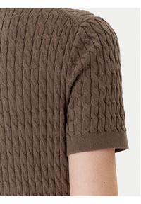 TOMMY HILFIGER - Tommy Hilfiger Sweter Fine WW0WW41474 Brązowy Regular Fit. Kolor: brązowy. Materiał: bawełna #4