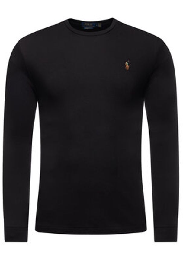 Polo Ralph Lauren Longsleeve 710760121 Czarny Slim Fit. Typ kołnierza: polo. Kolor: czarny. Materiał: bawełna. Długość rękawa: długi rękaw