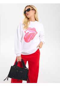 Sinsay - Bluza z nadrukiem The Rolling Stones - kremowy. Kolor: kremowy. Wzór: nadruk