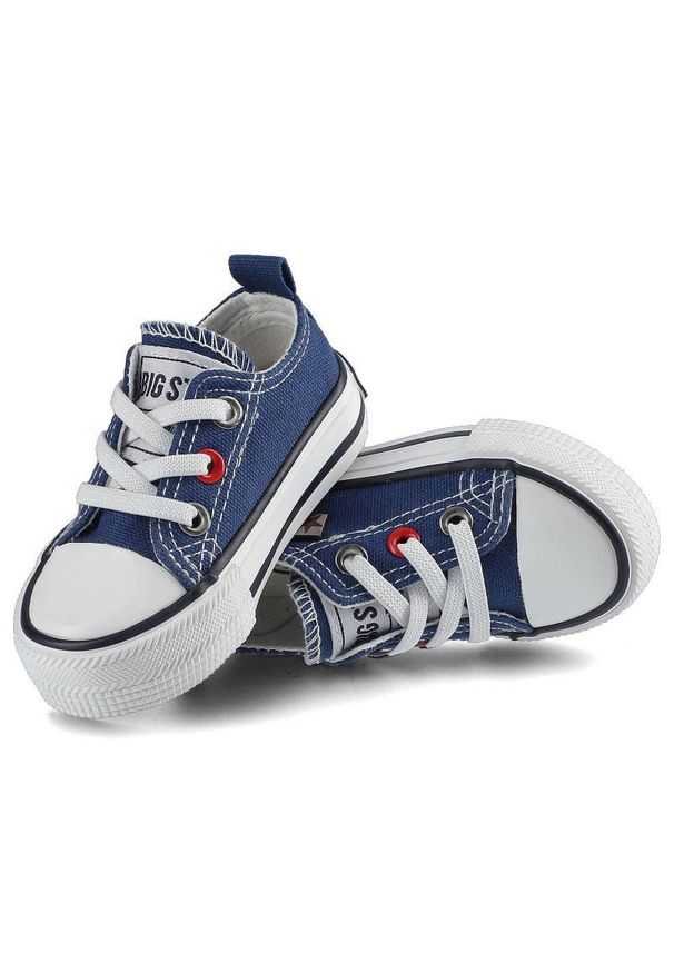 Big-Star - Granatowe Trampki Big Star Dziecięce Buty Wsuwane. Zapięcie: bez zapięcia. Kolor: niebieski. Materiał: guma, materiał. Szerokość cholewki: normalna. Wzór: aplikacja