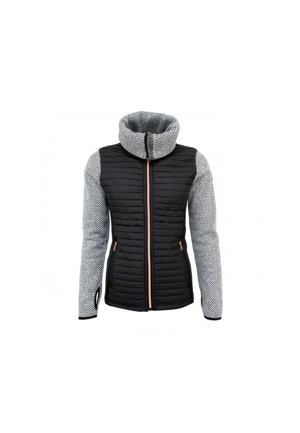 PEAK MOUNTAIN - Damski polar z pikowanymi wstawkami Peak Mountain. Kolor: czarny. Materiał: polar. Sport: turystyka piesza