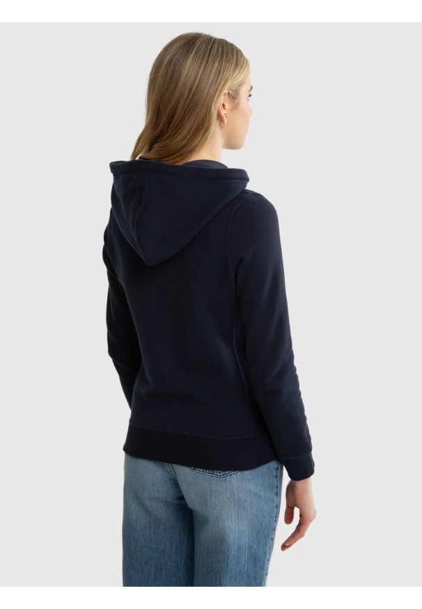 Big-Star - Bluza damska z kapturem granatowa Laurisana 403. Okazja: na spacer. Typ kołnierza: kaptur. Kolor: niebieski. Materiał: jeans, dresówka, dzianina. Długość: długie. Styl: sportowy