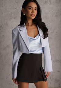 Renee - Czarne Spódnico-Spodenki High Waist z Ozdobnym Rozcięciem Sinessei. Stan: podwyższony. Kolor: czarny. Materiał: materiał. Styl: elegancki #1