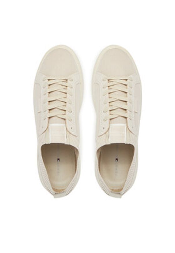 TOMMY HILFIGER - Tommy Hilfiger Sneakersy Light Cupsole Knit Seasonal FM0FM05403 Beżowy. Kolor: beżowy. Materiał: materiał