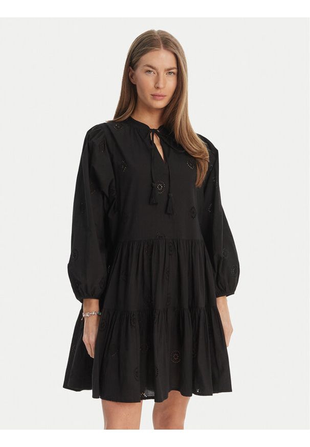 Seafolly Sukienka letnia Embroidery 54155-DR Czarny Regular Fit. Kolor: czarny. Materiał: bawełna. Sezon: lato