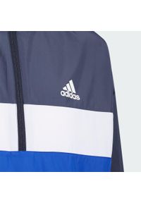 Adidas - Bluza Woven Kids. Kolor: niebieski. Materiał: materiał