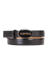 Valentino by Mario Valentino - VALENTINO Czarny pasek damski Block Plaque Buckle Belt, Rozmiar S. Kolor: czarny