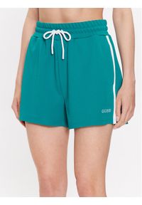 Guess Szorty sportowe Signature V3GD00 KBO62 Zielony Loose Fit. Kolor: zielony. Materiał: syntetyk